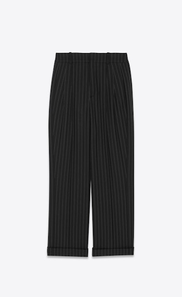 Saint Laurent High-Waisted Pants in Striped Wool
