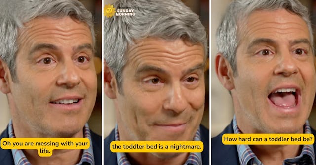 Andy Cohen warns friend and fellow dad Anderson Cooper about the nightmare that is the toddler bed t...