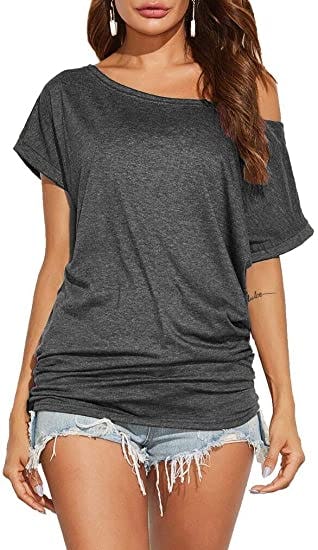 This stylish off-shoulder shirt is a comfortable and inexpensive top to add to your wardrobe.