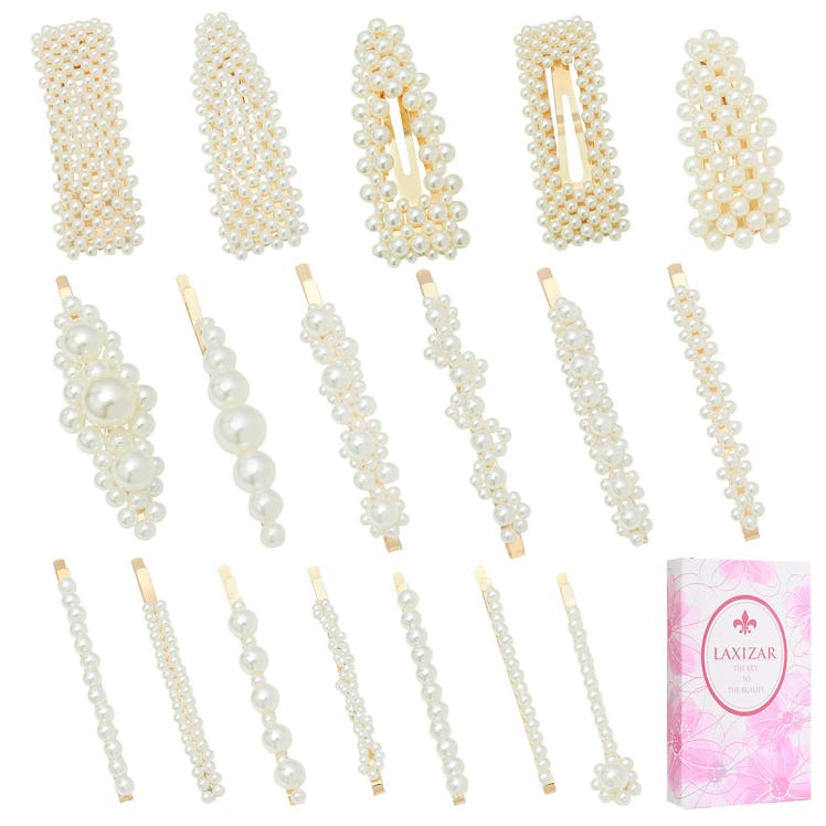 LAXIZAR Pearl Hair Clips (Set Of 18)