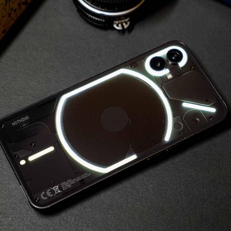 Nothing Phone 1 with lit-up LED Glyph Interface notification system