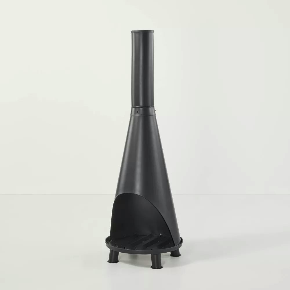Wood Burning Outdoor Metal Fire Pit Chimenea Black