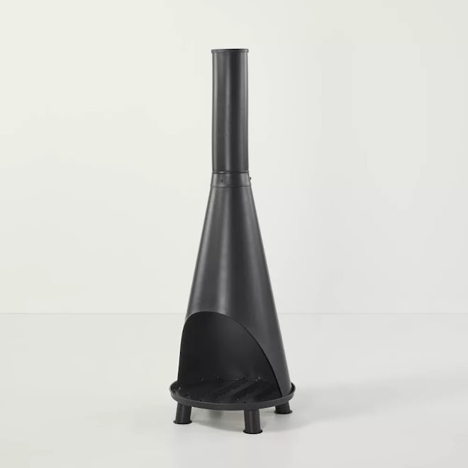 Wood Burning Outdoor Metal Fire Pit Chimenea Black