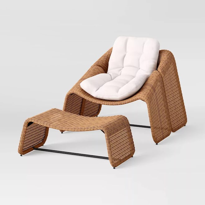 Wexler Statement Chair with Ottoman - Brown