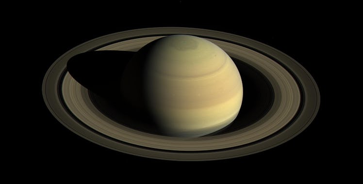 saturn seen from a sort of top down view. 