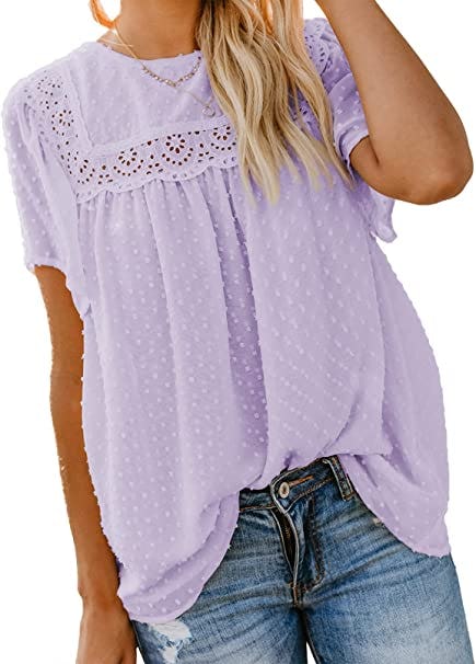 Dokotoo Crewneck Lace Crochet Top