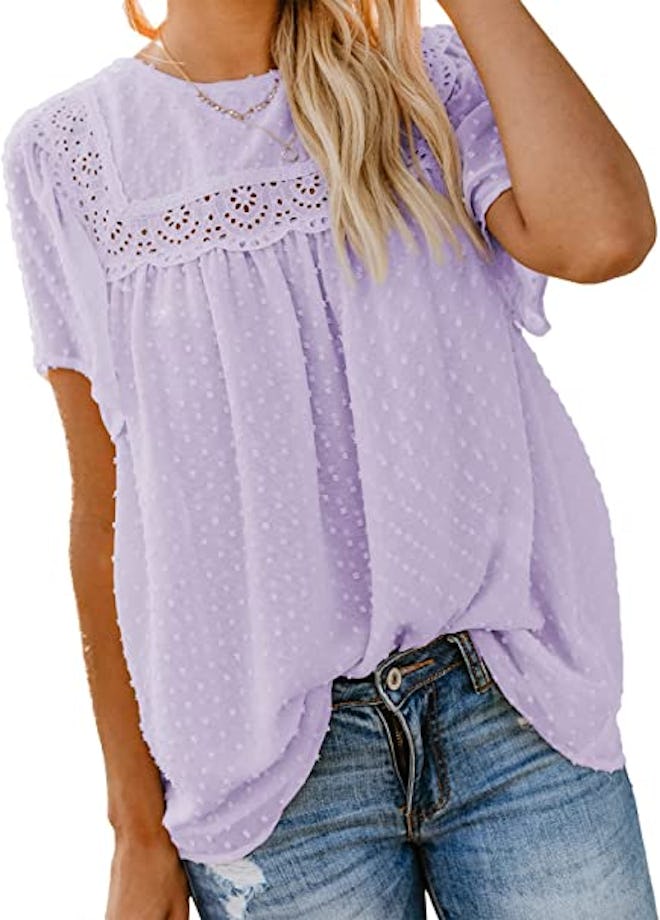 Dokotoo Crewneck Lace Crochet Top