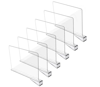 Hmdivor Clear Acrylic Shelf Dividers (6-Pack)