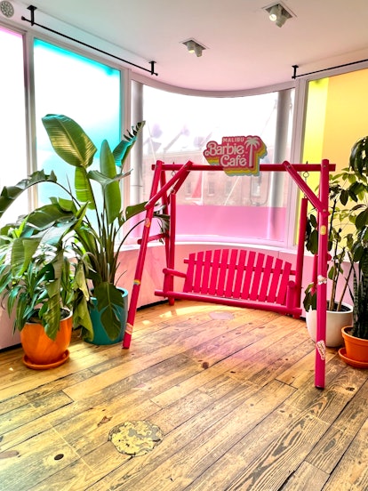 The bench swing at the Malibu Barbie Cafe in NYC.