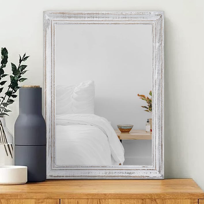 MWAZZLL Wall Mirror with Rustic Wood Frame