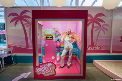 The Barbie box photo booth at the Malibu Barbie Cafe in NYC.