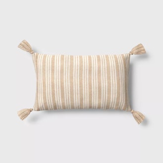 Vertical Stripes Outdoor Throw Pillow Neutrals 