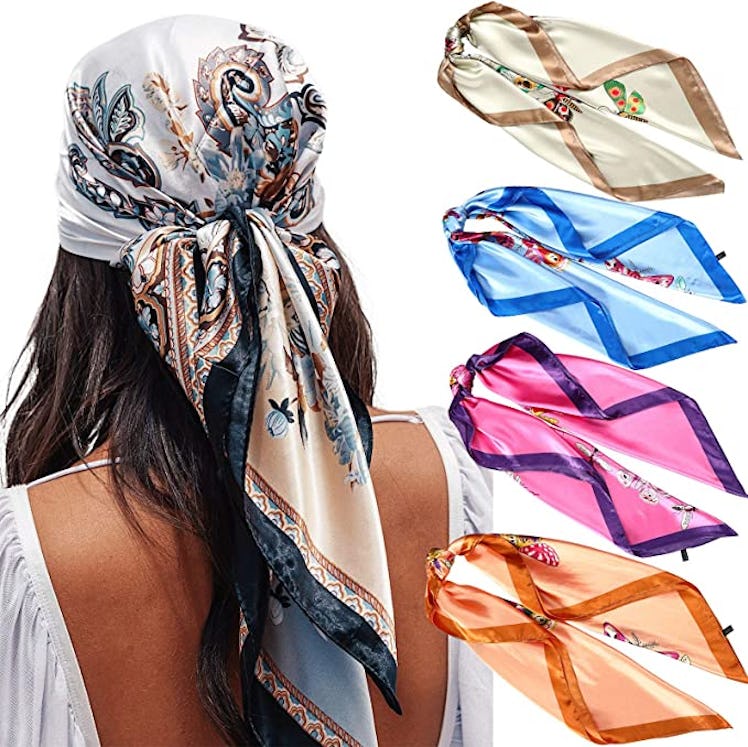 AWAYTR Satin Head Scarves (Set Of 4)