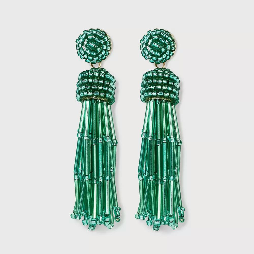 Beaded Tassel Statement Earrings