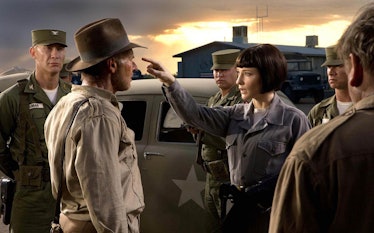 Cate Blanchett plays a Societ agent on the hunt for alien knowledge in Kingdom of the Crystal Skull....