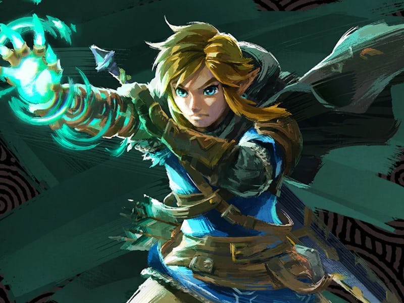 Link with weapon arm in Tears of the Kingdom