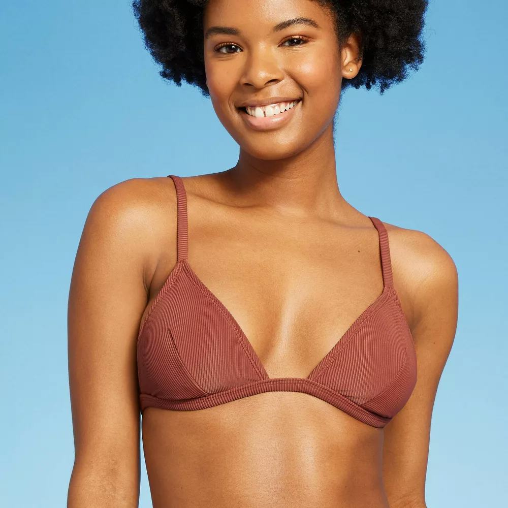 Women&rsquo;s Ribbed Triangle Bikini Top