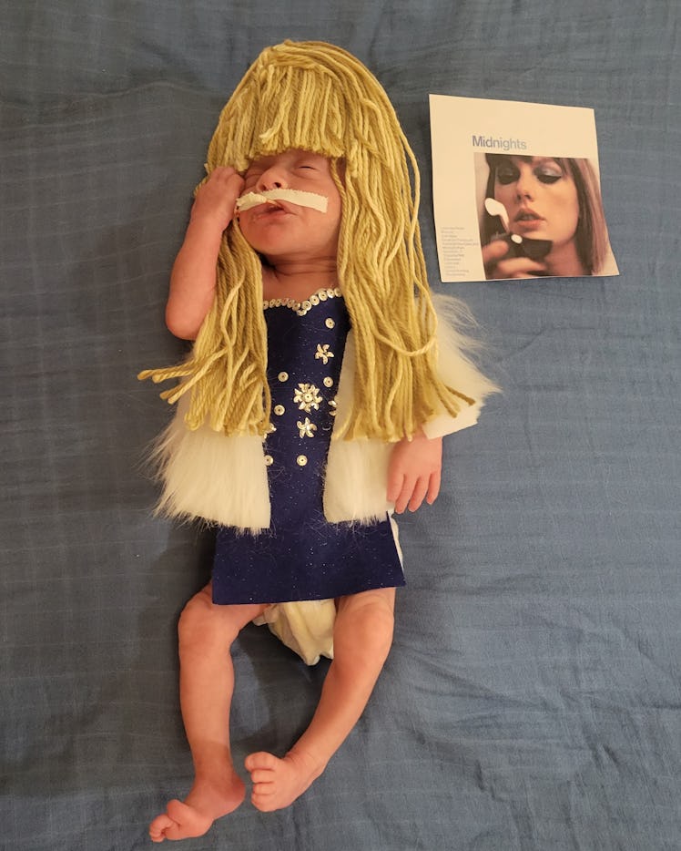 A NICU baby dressed up like Taylor Swift