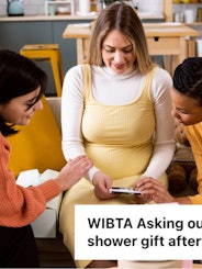 A woman is wondering if she'd be a jerk for asking for her baby shower present back after the expect...