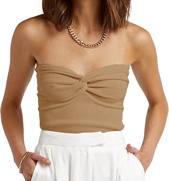 ISZPLUSH Strapless Ribbed Crop Top
