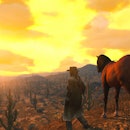 red dead redemption sunset with horse