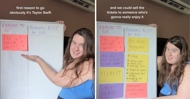 A pregnant woman can't decide whether or not to sell her Taylor Swift tickets, so she decided to mak...