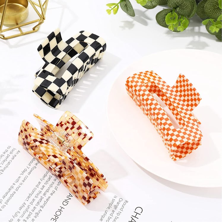 Whaline Checkered Hair Claw Clips (3-Pack)