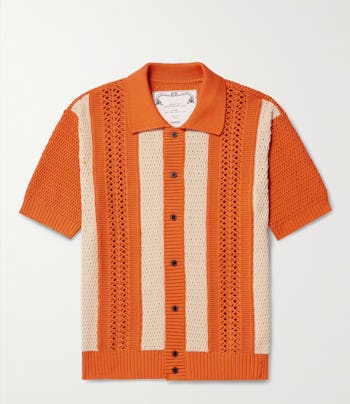 Manaaki Tipene Striped Open-Knit Cotton Shirt