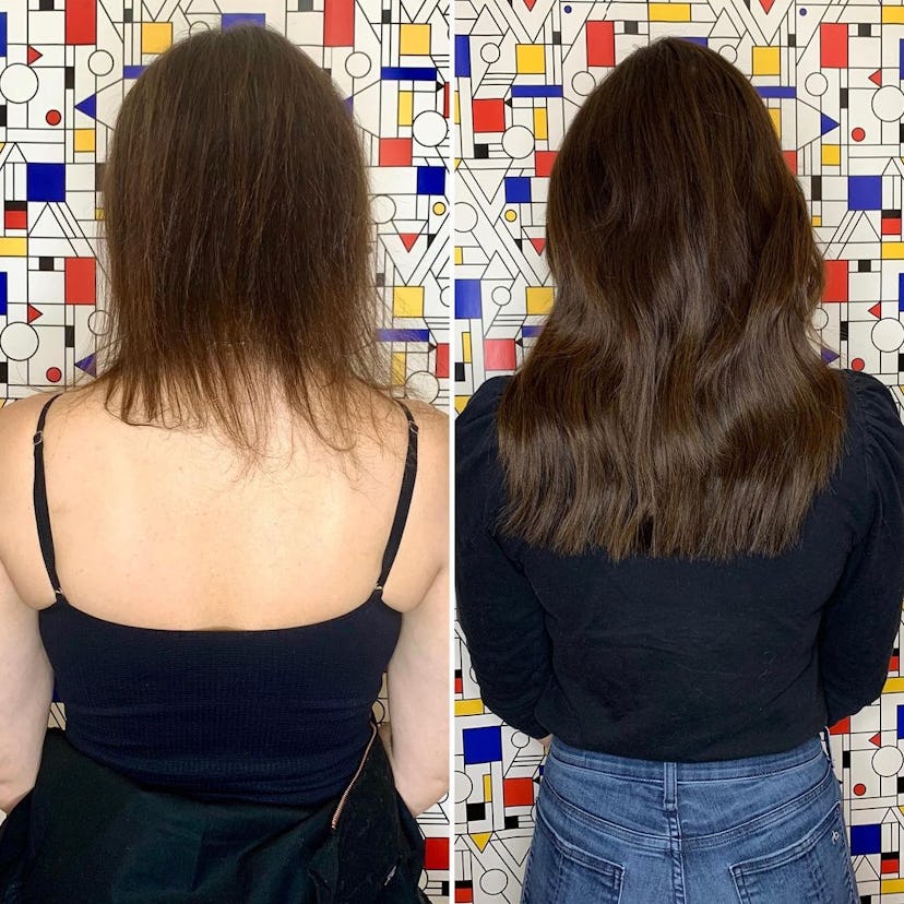 Voel hair extensions on thin hair before and after