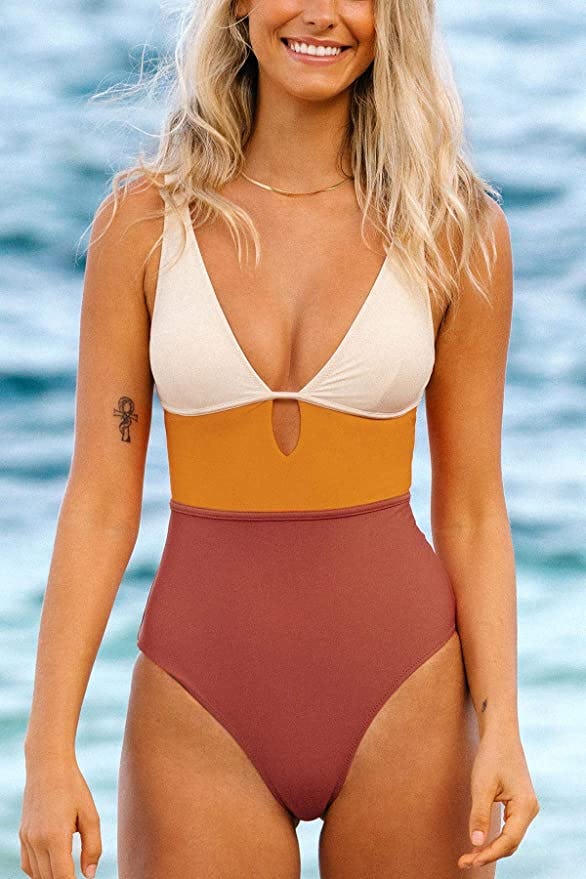 CUPSHE One Piece Color Block Bathing Suit