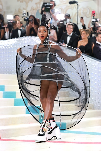 Janelle Monáe attends The 2023 Met Gala Celebrating "Karl Lagerfeld: A Line Of Beauty" at The Metrop...
