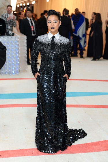 Stephanie Hsu attends The 2023 Met Gala Celebrating "Karl Lagerfeld: A Line Of Beauty" at The Metrop...