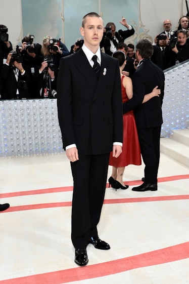 Harris Dickinson attends The 2023 Met Gala Celebrating "Karl Lagerfeld: A Line Of Beauty" at The Met...