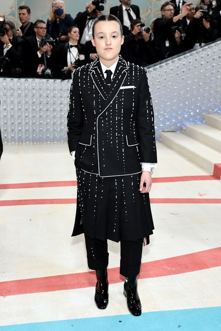 Bella Ramsey attends The 2023 Met Gala Celebrating "Karl Lagerfeld: A Line Of Beauty" at The Metropo...