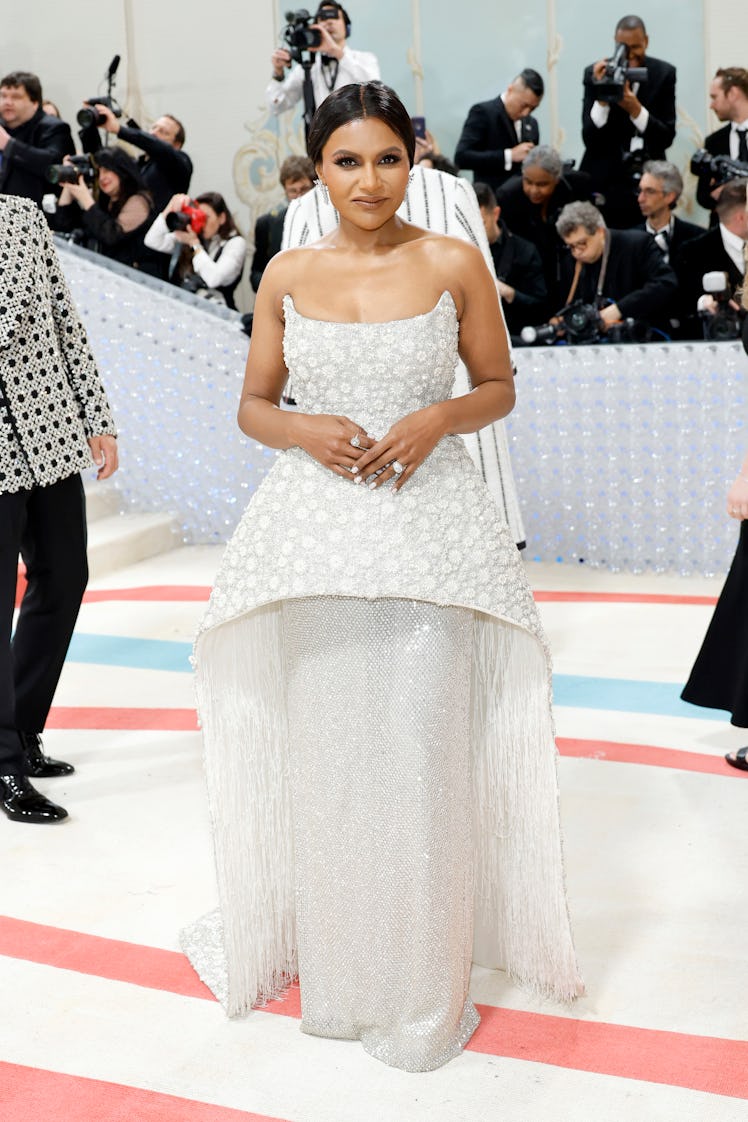 Mindy Kaling attends The 2023 Met Gala Celebrating "Karl Lagerfeld: A Line Of Beauty" at The Metropo...