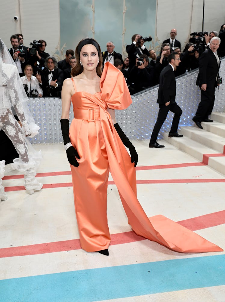 Allison Williams attends The 2023 Met Gala Celebrating "Karl Lagerfeld: A Line Of Beauty" at The Met...