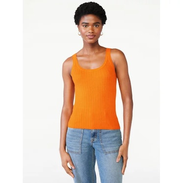 Scoop Neck Ribbed Tank Top