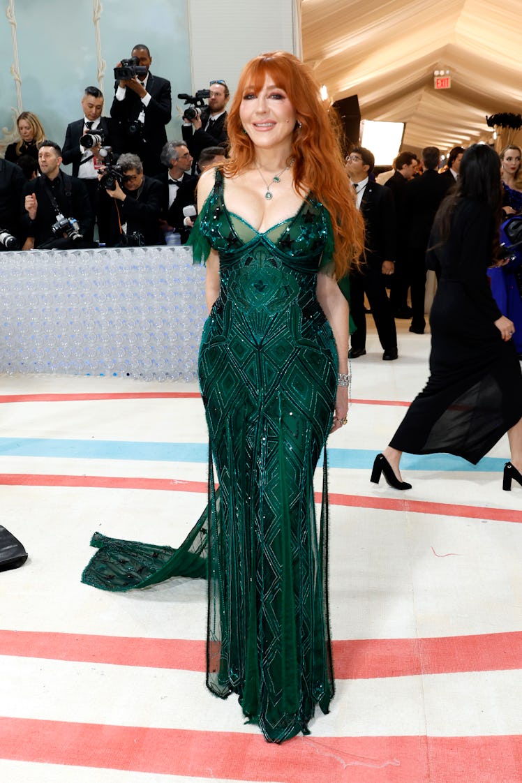 Charlotte Tilbury attends The 2023 Met Gala Celebrating "Karl Lagerfeld: A Line Of Beauty" at The Me...