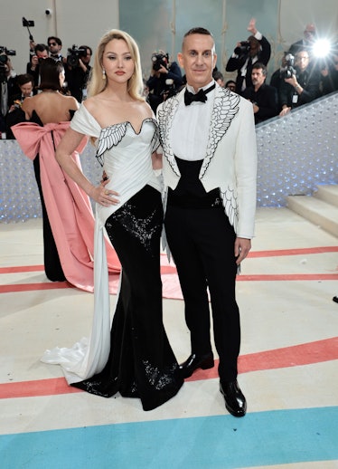 Devon Aoki and Jeremy Scott attend The 2023 Met Gala Celebrating "Karl Lagerfeld: A Line Of Beauty" ...