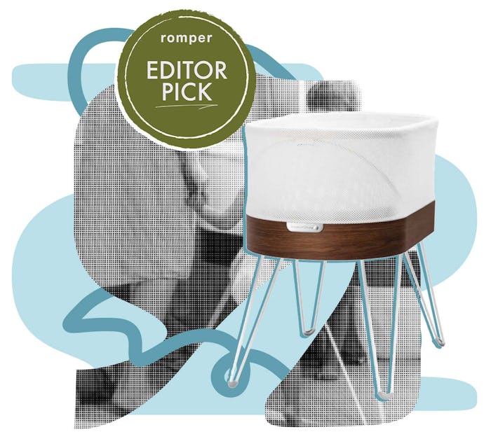 collage for a review of the snoo smart sleeper bassinet