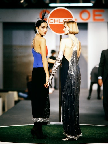 Models Anna Bayle and Dianne DeWit Chloe Fall 1983 Ready to Wear Runway Show