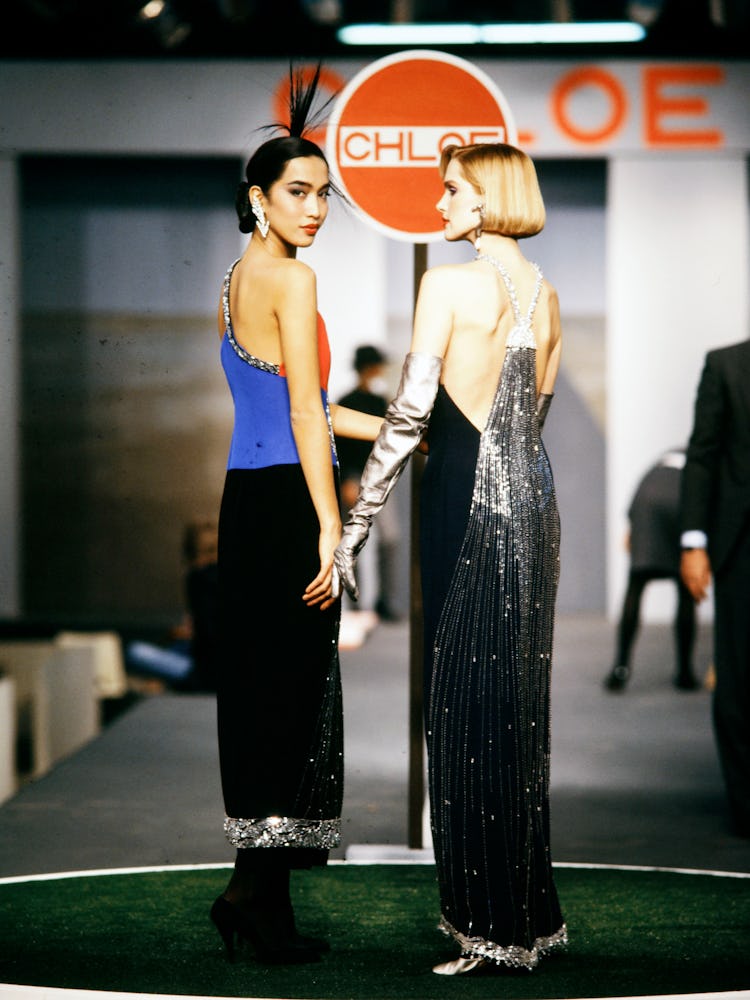 Models Anna Bayle and Dianne DeWit Chloe Fall 1983 Ready to Wear Runway Show