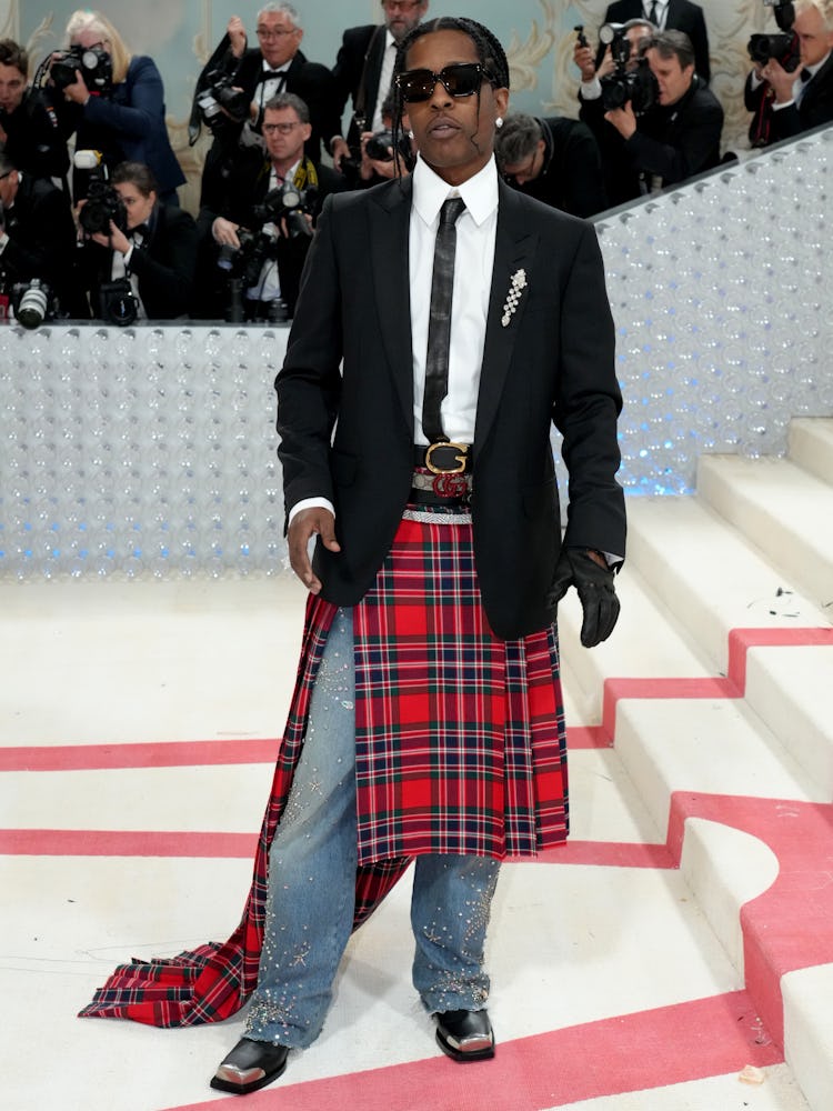 A$AP Rocky attends the 2023 Met Gala Celebrating "Karl Lagerfeld: A Line Of Beauty" at Metropolitan ...