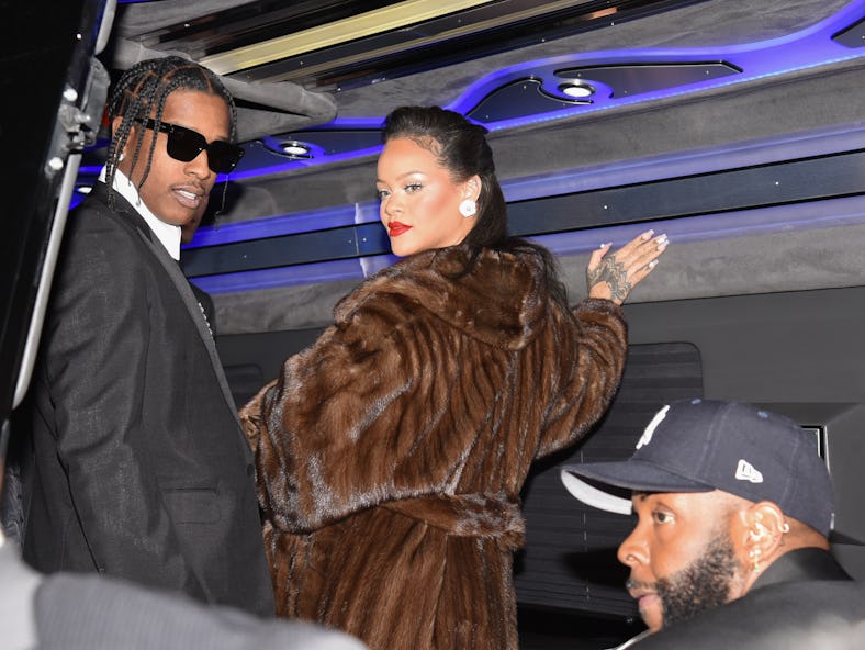 ASAP Rocky and Rihanna headed to the 2023 Met Gala from the Carlyle Hotel.
