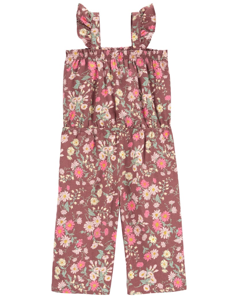 Toddler Floral Linen Cotton Jumpsuit