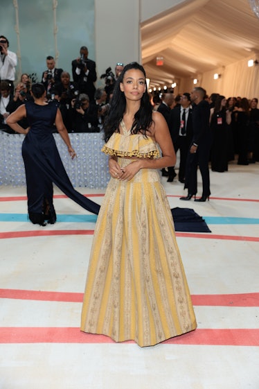 Aurora James attends The 2023 Met Gala Celebrating "Karl Lagerfeld: A Line Of Beauty" at The Metropo...