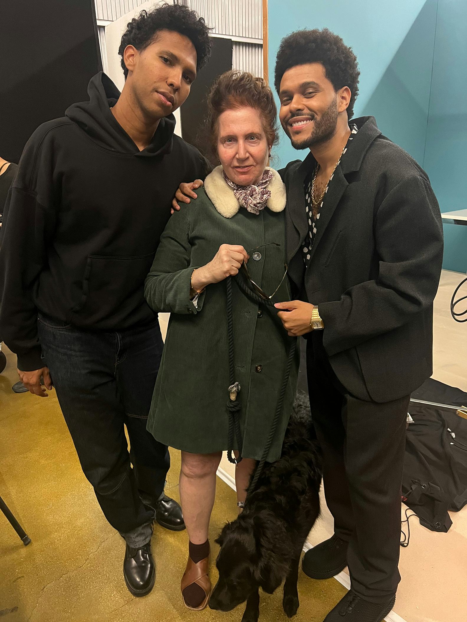 Tyler Mitchell with Editor at Large Lynn Hirschberg, The Weeknd, and Hirschberg’s dog, Zora. Photo b...