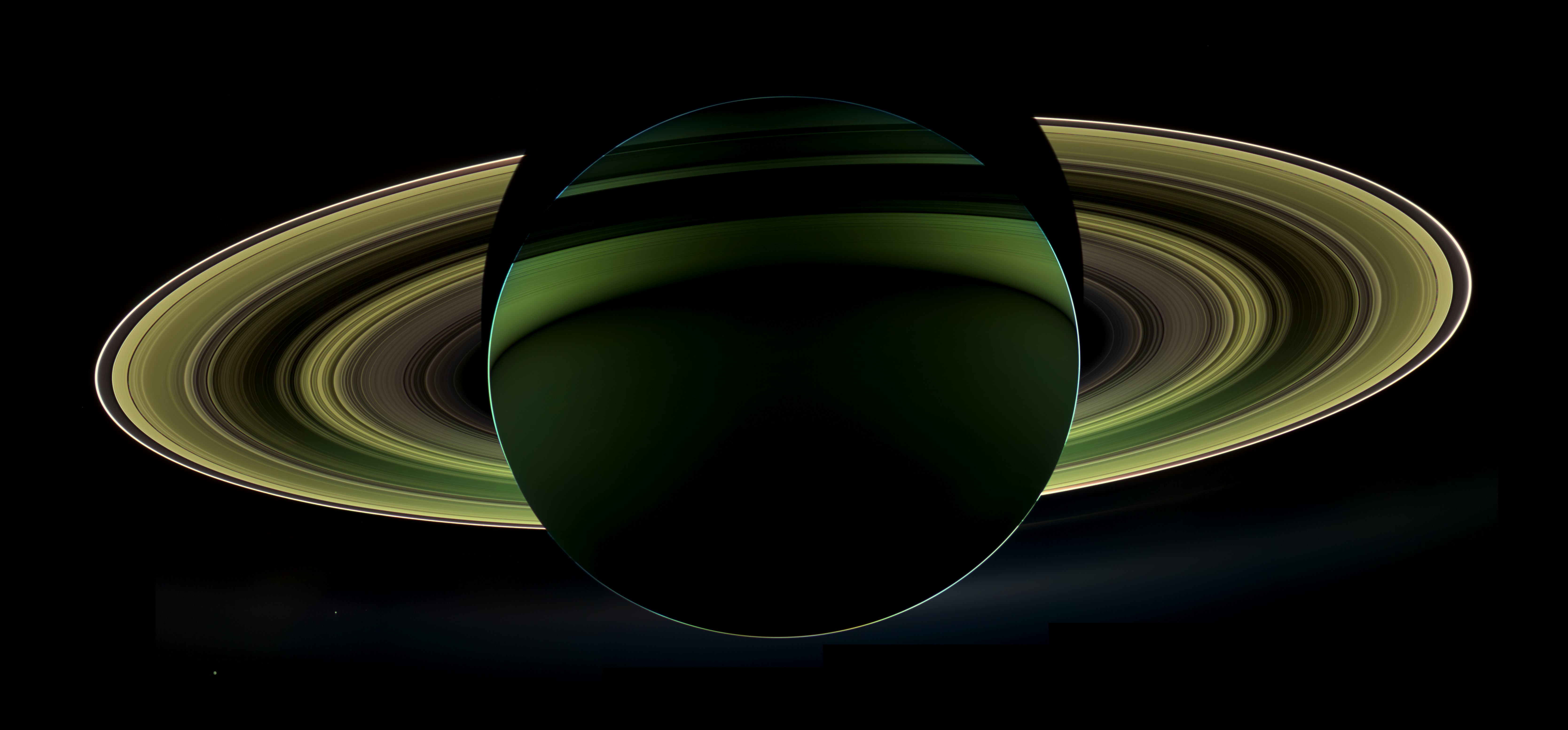 Cassini image of Saturn in the shadow of the planet. 