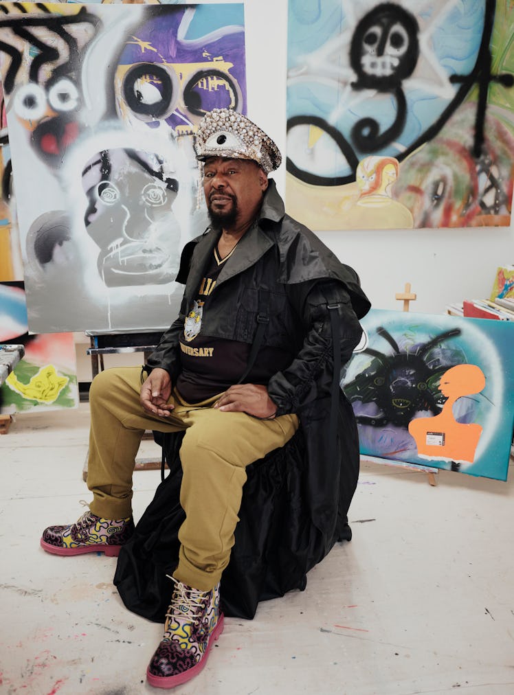 George Clinton, wearing his own clothing and accessories, in Tallahassee, Florida, in March 2023.