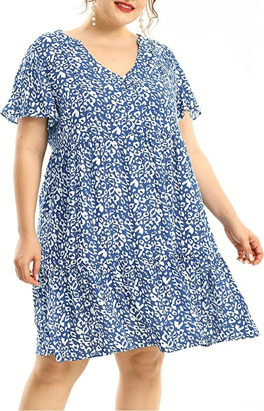 Shiaili Flowy Leopard Print Dress